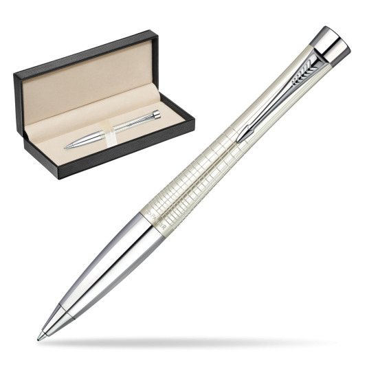 Parker Urban Premium Pearl Metal Chiselled CT Ballpoint Pen in classic box pure black