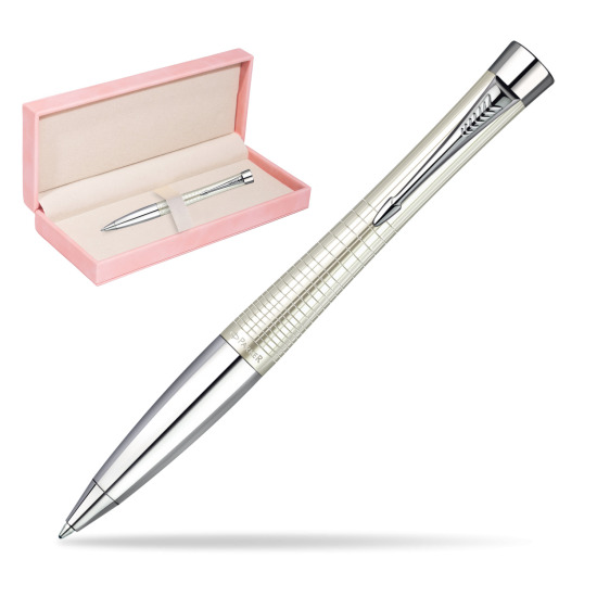 Parker Urban Premium Pearl Metal Chiselled CT Ballpoint Pen in suede box pink