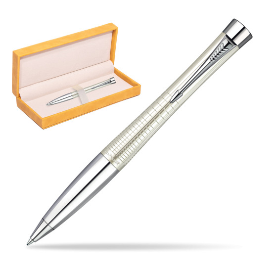 Parker Urban Premium Pearl Metal Chiselled CT Ballpoint Pen in suede box yellow