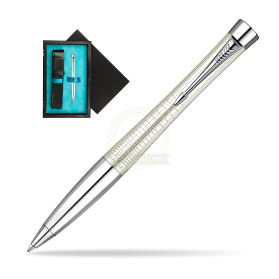 Parker Urban Premium Pearl Metal Chiselled CT Ballpoint Pen in single wooden box Black Single Turquoise