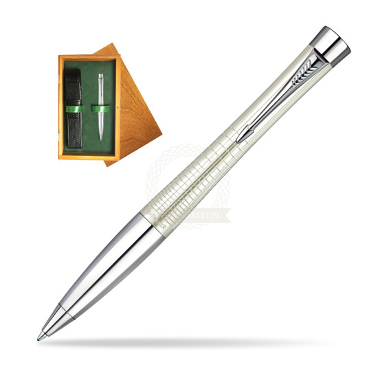 Parker Urban Premium Pearl Metal Chiselled CT Ballpoint Pen in single wooden box Honey Single Green