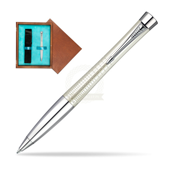 Parker Urban Premium Pearl Metal Chiselled CT Ballpoint Pen in single wooden box Mahogany Single Turquoise 