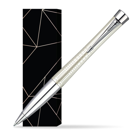 Parker Urban Premium Pearl Metal Chiselled CT Ballpoint Pen in cover Lucky