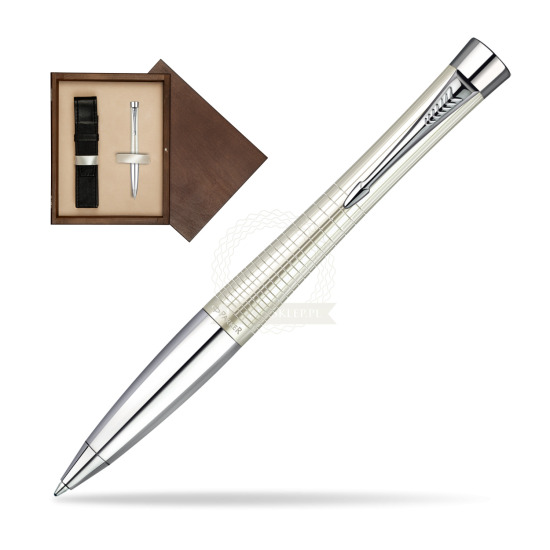 Parker Urban Premium Pearl Metal Chiselled CT Ballpoint Pen in single wooden box Wenge Single Ecru