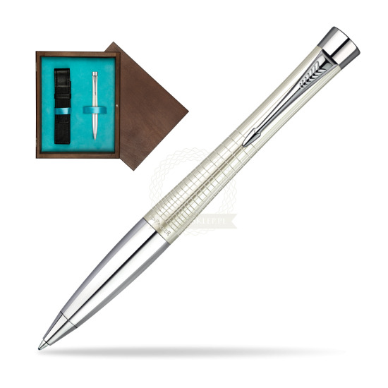 Parker Urban Premium Pearl Metal Chiselled CT Ballpoint Pen in single wooden box Wenge Single Turquoise 