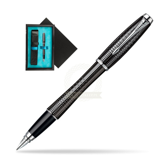 Parker Urban Premium Ebony Metal Chiselled CT Penna Stilografica in single wooden box Black Single Turquoise