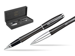 Parker Urban Premium Ebony Metal Chiselled CT Fountain Pen + Parker Urban Premium Ebony Metal Chiselled CT Ballpoint Pen in a Gift Box in original Parker Prestige box