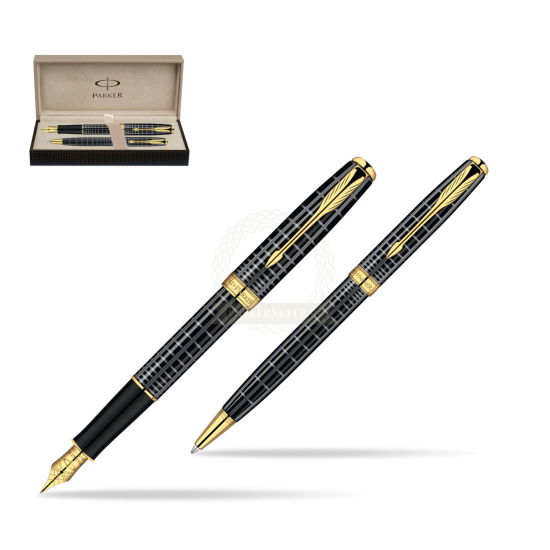 Parker Sonnet Dark Grey Lacquer GT Fountain Pen + Parker Sonnet Dark Grey Lacquer GT Ballpoint Pen in a Gift Box