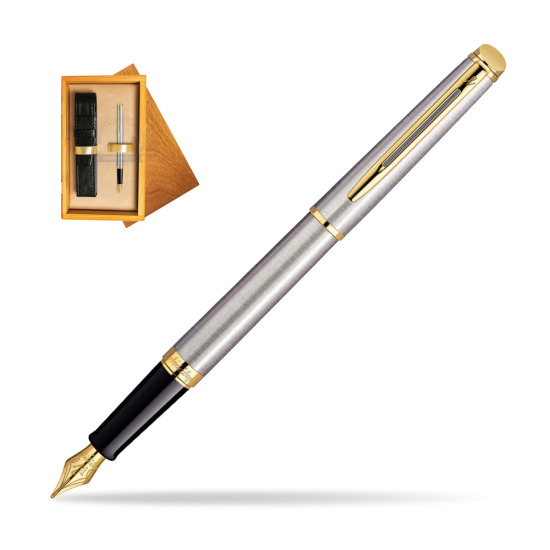 Waterman Hémisphère Stainless Steel GT Penna Stilografica in single wooden box Honey Single Ecru
