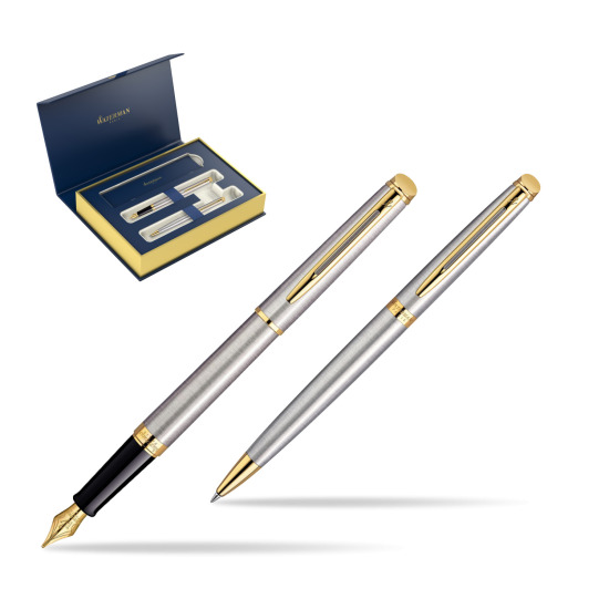 Waterman Hémisphère Stainless Steel GT Penna Stilografica + Waterman Hémisphère Stainless Steel GT Penna a Sfera 