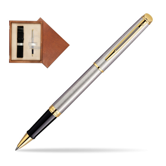 Waterman Hémisphère Stainless Steel GT RollerPenna a Sfera in single wooden box Mahogany Single Ecru