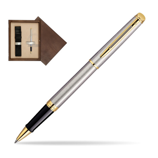 Waterman Hémisphère Stainless Steel GT RollerPenna a Sfera in single wooden box Wenge Single Ecru