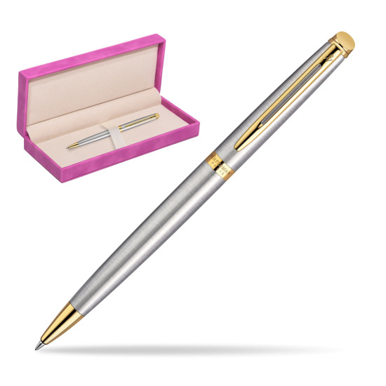 Waterman Hémisphère Stainless Steel GT Penna a Sfera in suede box fuchsia