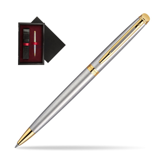 Waterman Hémisphère Stainless Steel GT Penna a Sfera in single wooden box Black Single Maroon