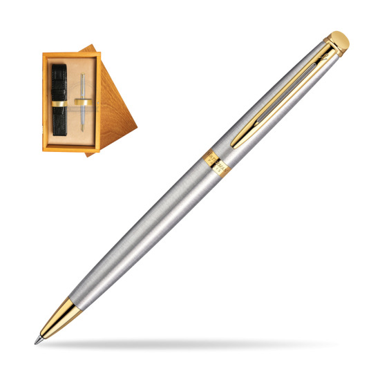 Waterman Hémisphère Stainless Steel GT Penna a Sfera in single wooden box Honey Single Ecru