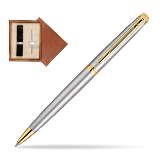 Waterman Hémisphère Stainless Steel GT Penna a Sfera in single wooden box Mahogany Single Ecru