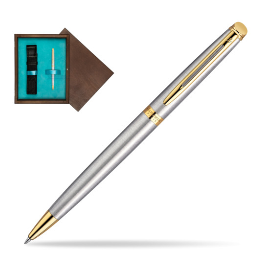 Waterman Hémisphère Stainless Steel GT Penna a Sfera in single wooden box Wenge Single Turquoise 