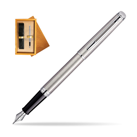 Waterman Hémisphère Stainless Steel CT Penna Stilografica in single wooden box Honey Single Ecru