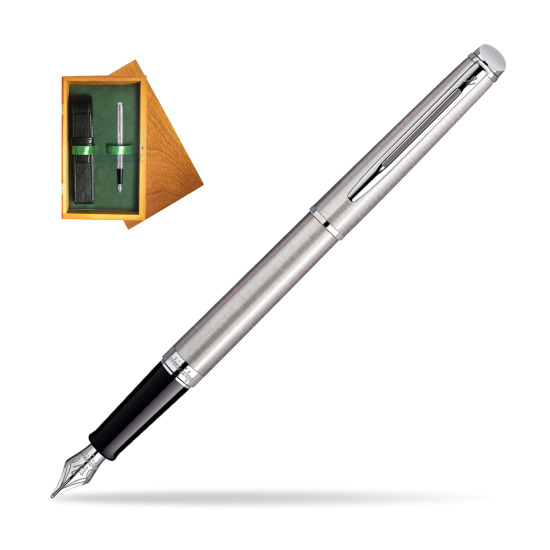 Waterman Hémisphère Stainless Steel CT Penna Stilografica in single wooden box Honey Single Green