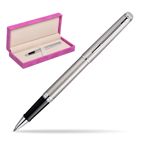 Waterman Hémisphère Stainless Steel CT Rollerball pen in suede box fuchsia