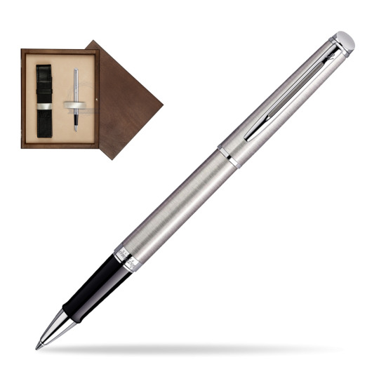 Waterman Hémisphère Stainless Steel CT Rollerball pen in single wooden box Wenge Single Ecru