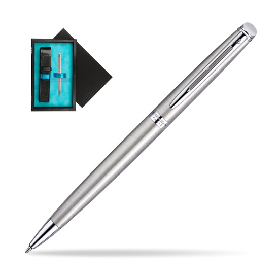 Waterman Hémisphère Stainless Steel CT Ballpoint pen in single wooden box Black Single Turquoise
