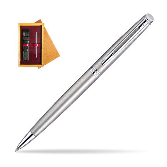 Waterman Hémisphère Stainless Steel CT Ballpoint pen in single wooden box Honey Single Maroon