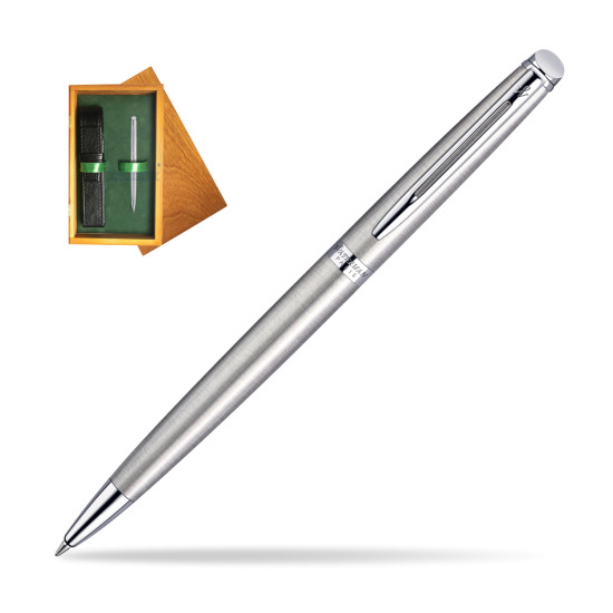 Waterman Hémisphère Stainless Steel CT Ballpoint pen in single wooden box Honey Single Green