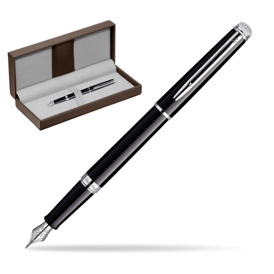 Waterman Hémisphère Black CT Fountain pen in the brown leather box