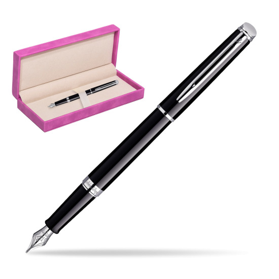 Waterman Hémisphère Black CT Penna Stilografica in suede box fuchsia