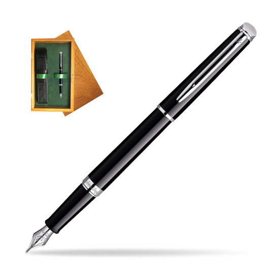 Waterman Hémisphère Black CT Penna Stilografica in single wooden box Honey Single Green