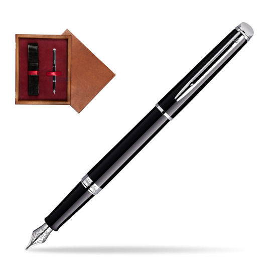 Waterman Hémisphère Black CT Penna Stilografica in single wooden box Mahogany Single Maroon