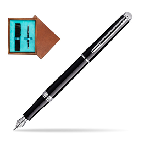 Waterman Hémisphère Black CT Penna Stilografica in single wooden box Mahogany Single Turquoise 
