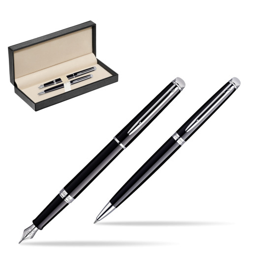 Waterman Hémisphère Black CT Penna Stilografica + Waterman Hémisphère Black CT Penna a Sfera in classic box pure black