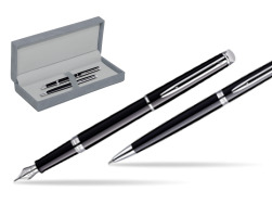 Waterman Hémisphère Black CT Penna Stilografica + Waterman Hémisphère Black CT Penna a Sfera in suede box grey