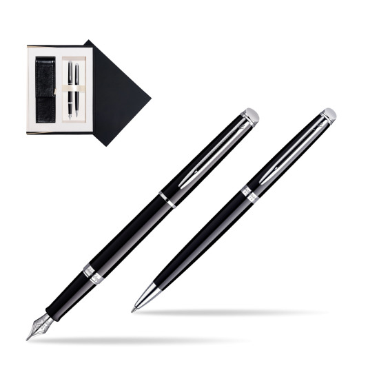 Waterman Hémisphère Black CT Penna Stilografica + Waterman Hémisphère Black CT Penna a Sfera in suede box black