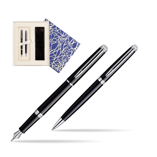 Waterman Hémisphère Black CT Penna Stilografica + Waterman Hémisphère Black CT Penna a Sfera  Universal Crystal Blue