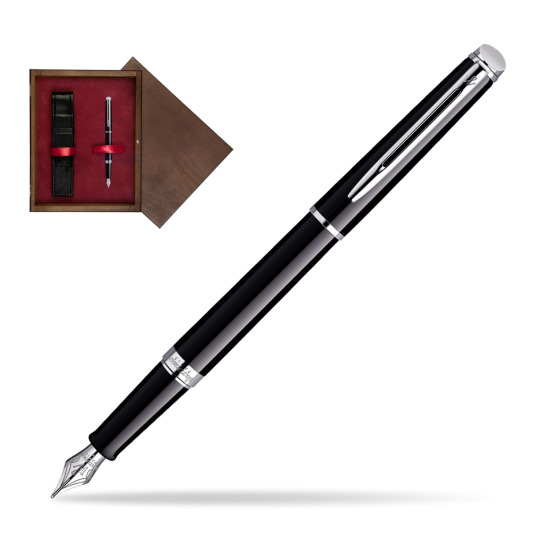 Waterman Hémisphère Black CT Penna Stilografica in single wooden box Wenge Single Maroon