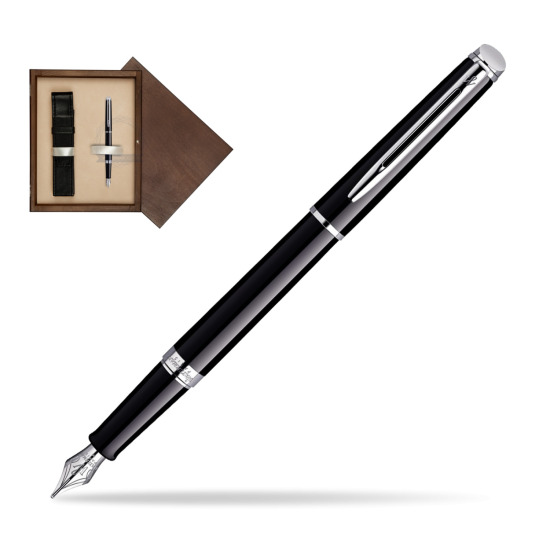 Waterman Hémisphère Black CT Penna Stilografica in single wooden box Wenge Single Ecru