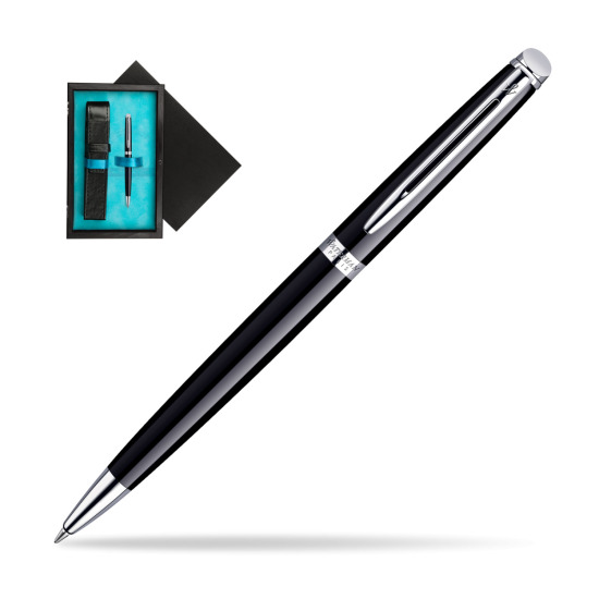 Waterman Hémisphère Black CT Ballpoint pen in single wooden box Black Single Turquoise