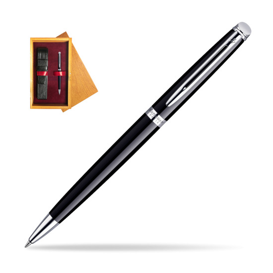 Waterman Hémisphère Black CT Ballpoint pen in single wooden box Honey Single Maroon