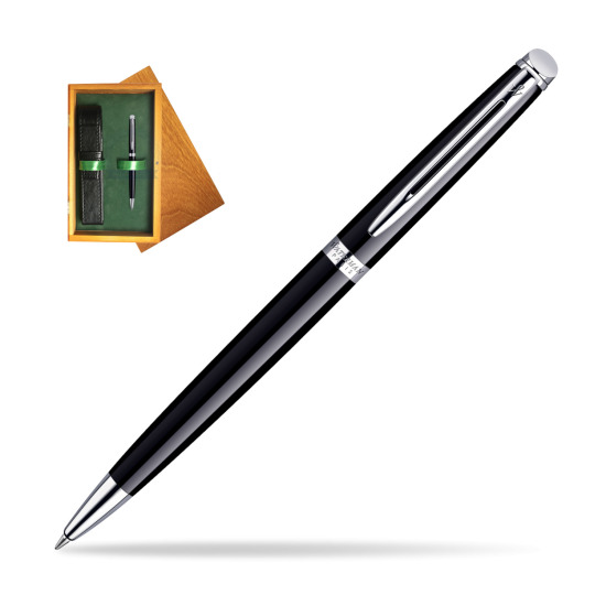 Waterman Hémisphère Black CT Ballpoint pen in single wooden box Honey Single Green