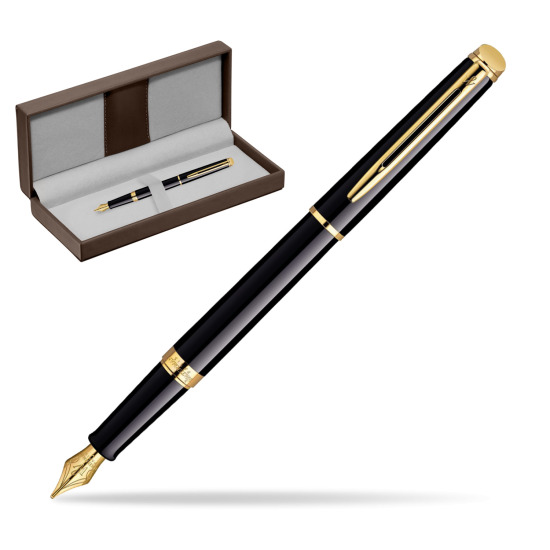 Waterman Hémisphère Black GT Stylo-plume in the brown leather box