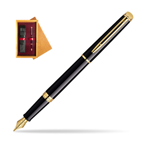 Waterman Hémisphère Black GT Penna Stilografica in single wooden box Honey Single Maroon