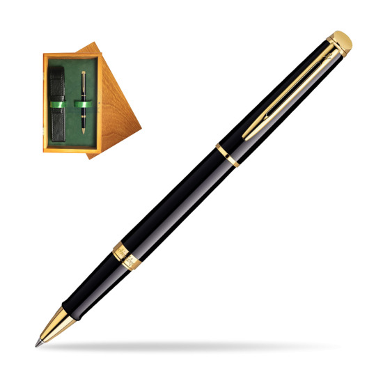Waterman Hémisphère Black GT RollerPenna a Sfera in single wooden box Honey Single Green