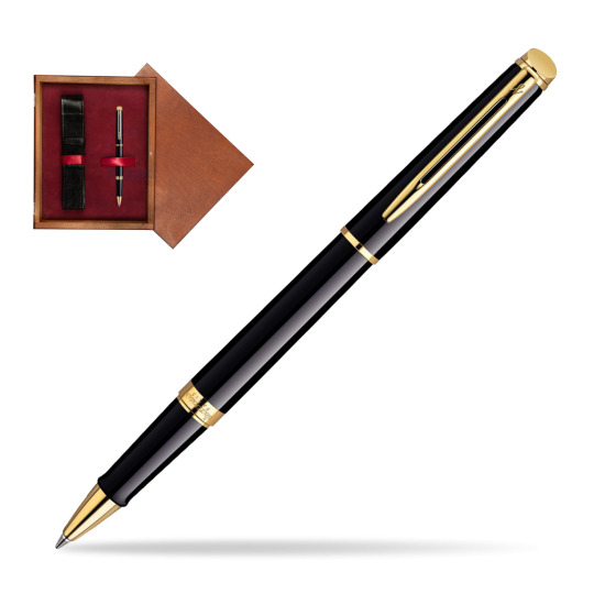 Waterman Hémisphère Black GT RollerPenna a Sfera in single wooden box Mahogany Single Maroon