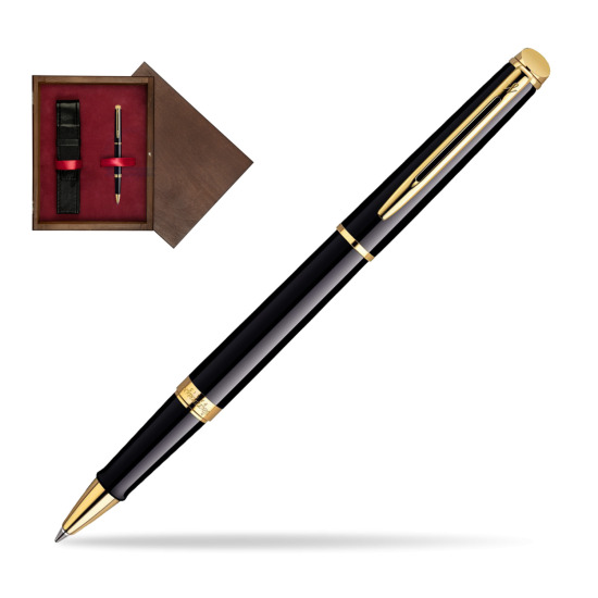 Waterman Hémisphère Black GT RollerPenna a Sfera in single wooden box Wenge Single Maroon