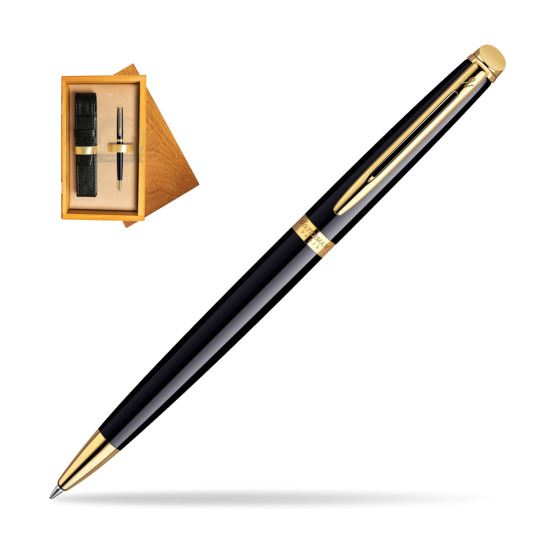 Waterman Hémisphère Black GT Penna a Sfera in single wooden box Honey Single Ecru
