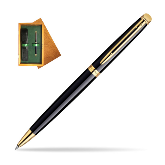 Waterman Hémisphère Black GT Penna a Sfera in single wooden box Honey Single Green