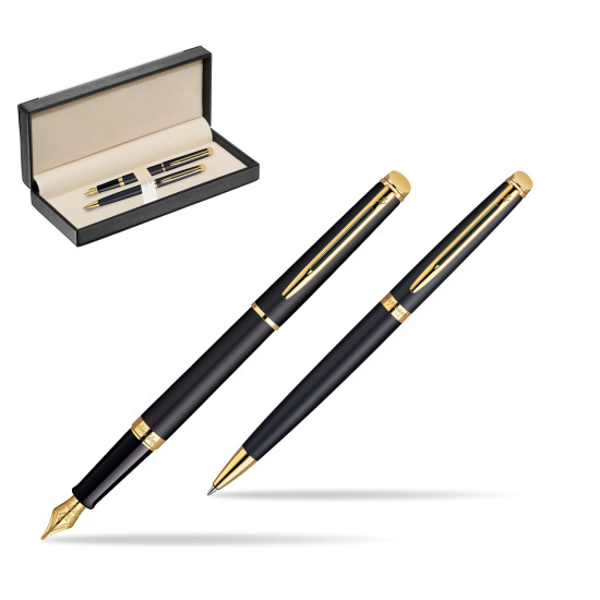 Waterman Hémisphère Matt Black GT Penna Stilografica + Waterman Hémisphère Matt Black GT Penna a Sfera in classic box black